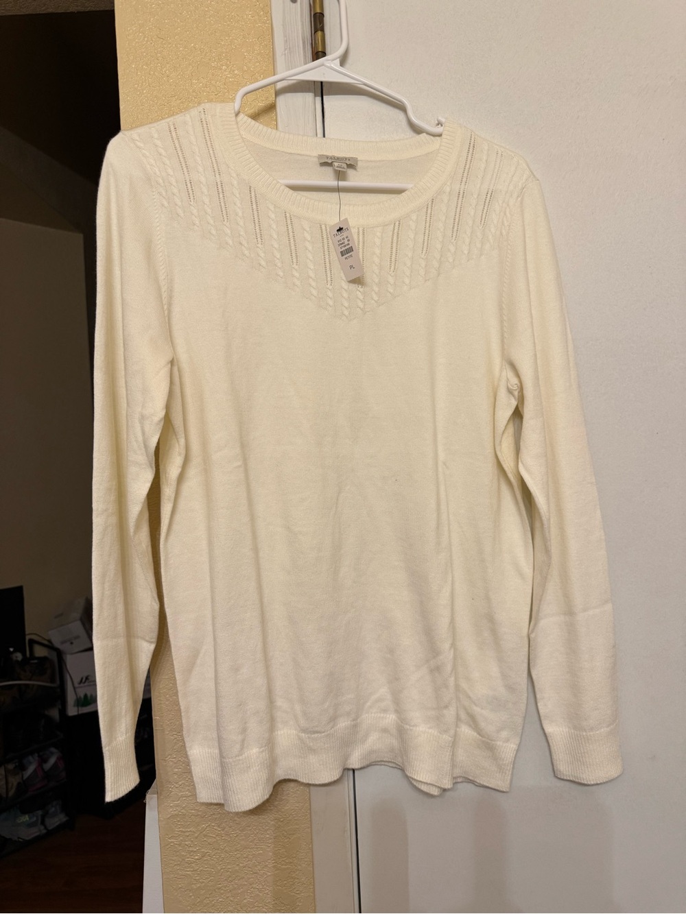 Talbots Cream Lightweight Long-Sleeve Crewneck Sweater